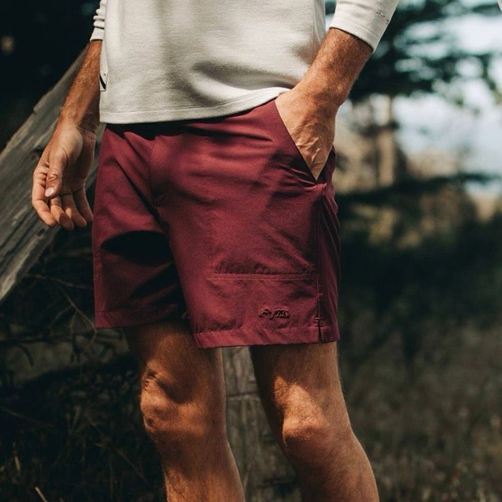 Taylor Stitch For Tracksmith The Traverse Short in Wine Purple Athletic Shorts